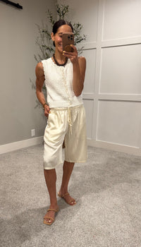 Lily Satin Long Shorts | Cream