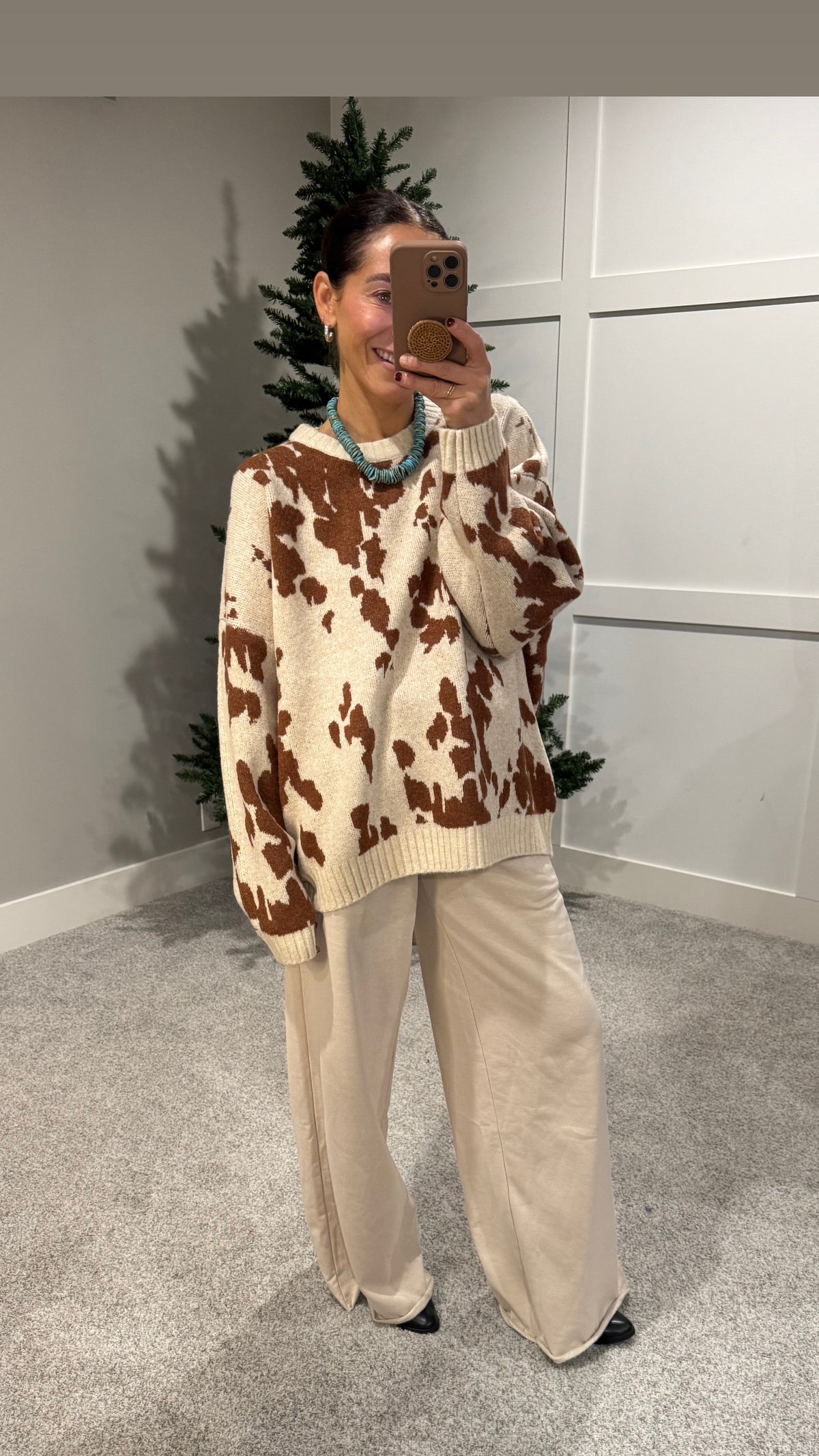 Wide Leg Sweatpants | Beige