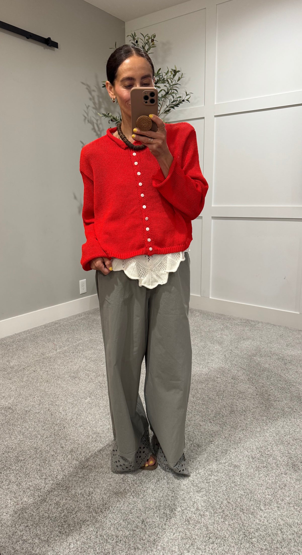 Eyelet Trim Pants | Dry Herb