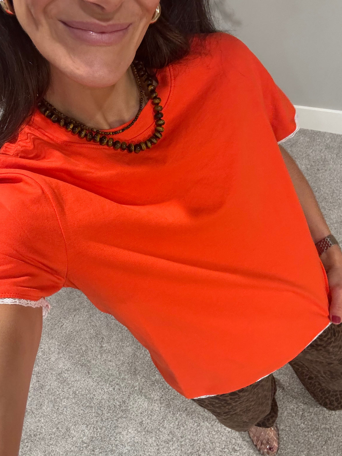 Tomato Red Lace Tee