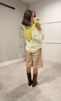 Shawnie Button Down Shirt WITH Knit Shawl | Light Green