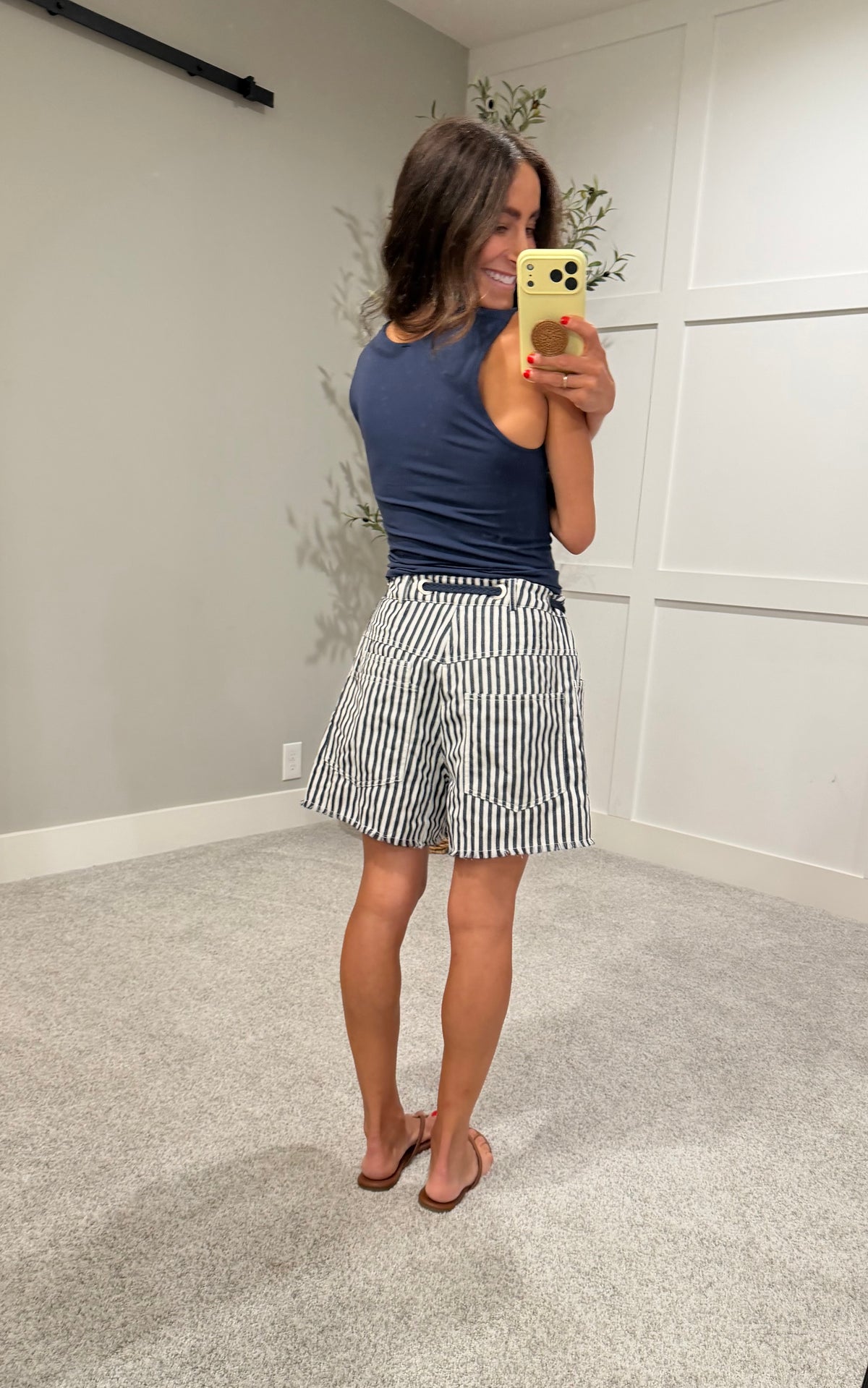 Braided Rope Striped Shorts | Navy