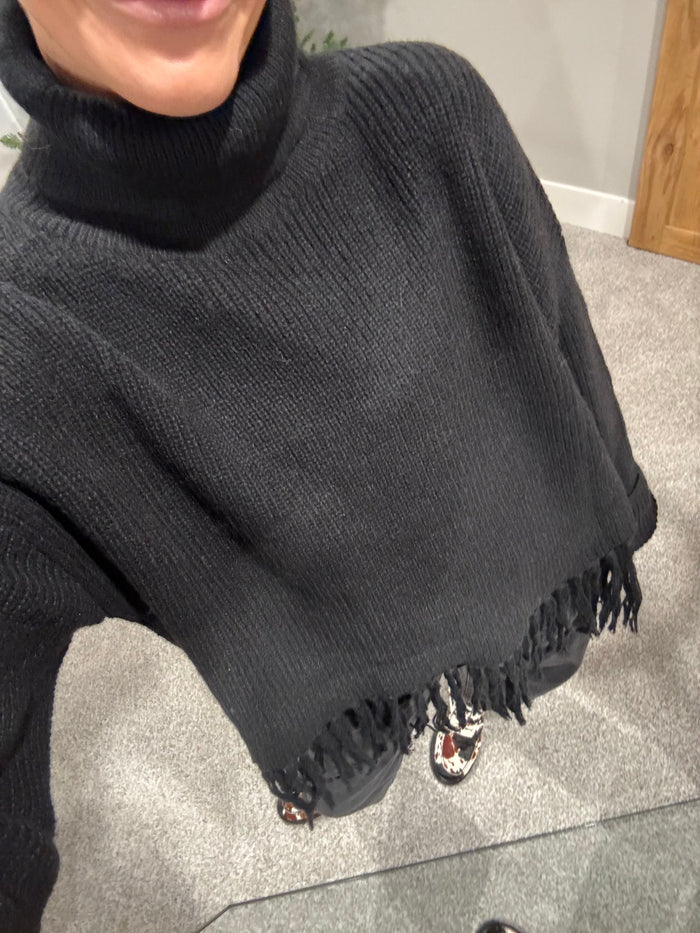 Fringe Hem Sweater | Black
