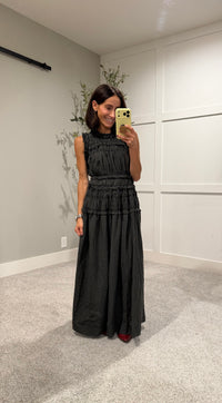 Neily Gingham Maxi | Olive/Charcoal Grey