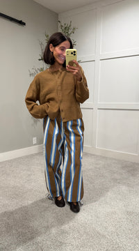 Camilla Striped Pant | Camel/Blue