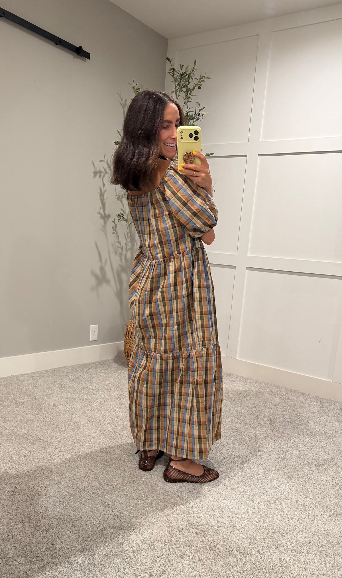 Bronze Plaid Dress