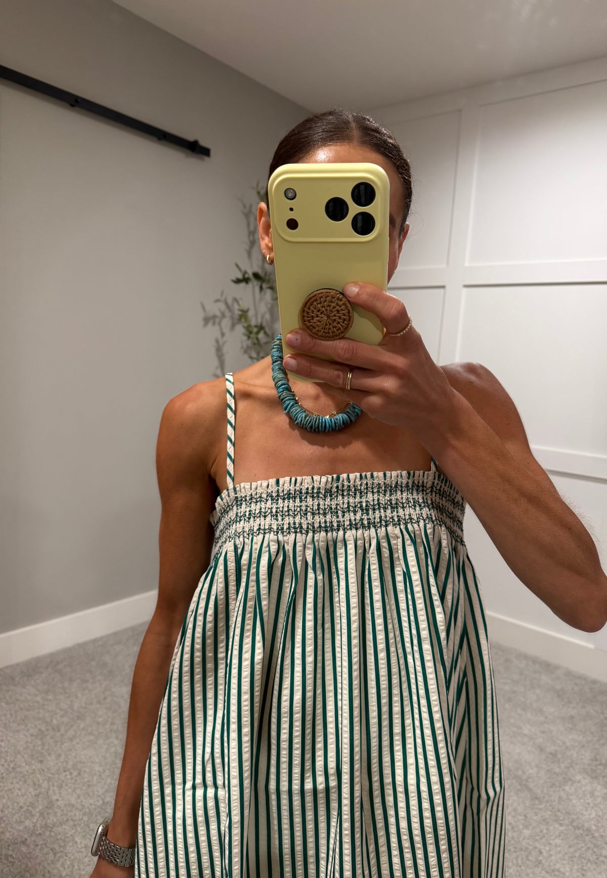 Jade Striped Dress | Green/Cream