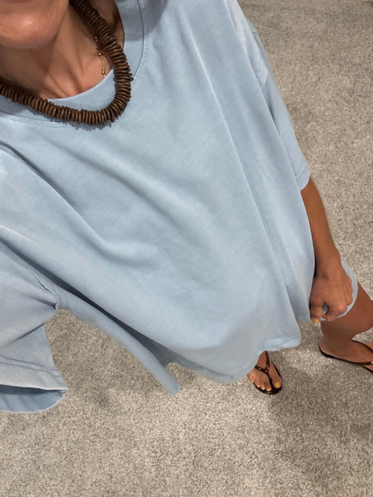 Everday Oversized Tee & Shorts SET | Dusty Blue