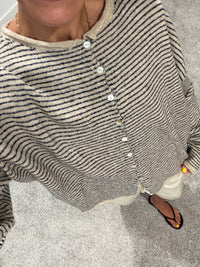 Piper Pinstripe Cardigan | Natural/Navy