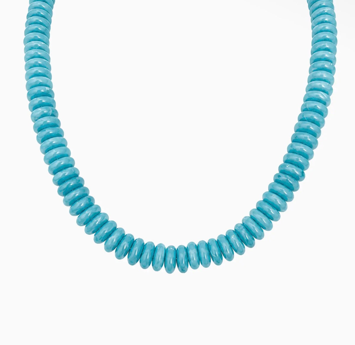 Summer Wide Disc Marble Beaded Necklace | Blue