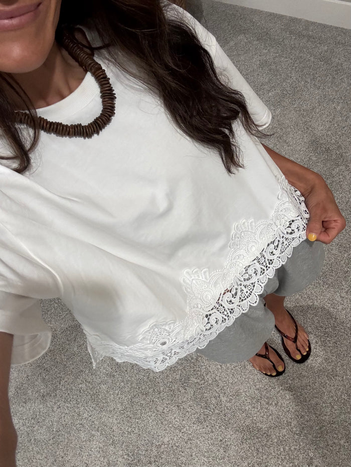 Elevated Lace Basic White Tee