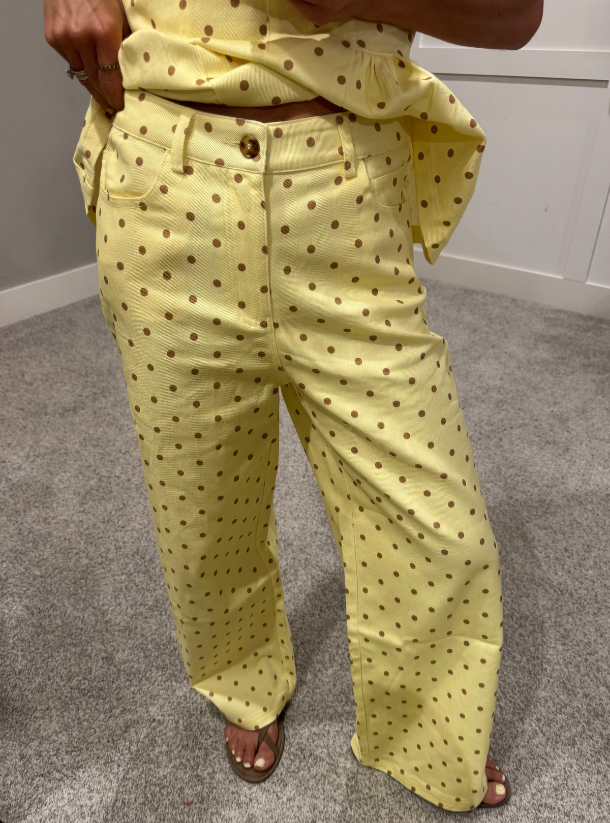Amelia Denim Polka Dot Set | Yellow