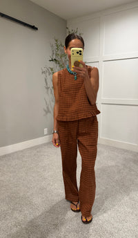 Autumn Gingham Set | Cognac Brown