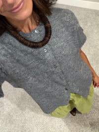 Short Sleeve Knit Cardigan | Grey