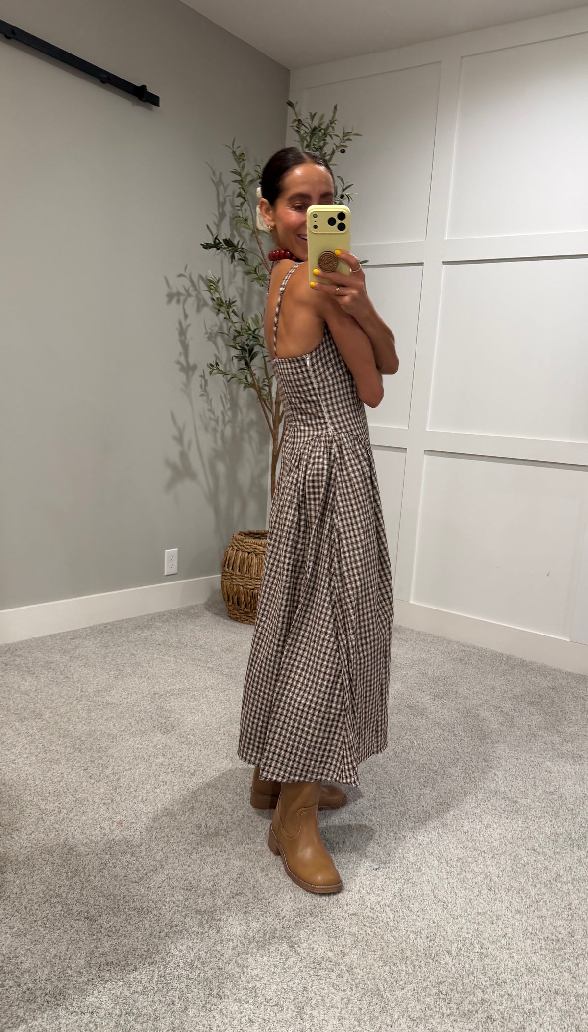 Vivian Checkered Dress | Brown