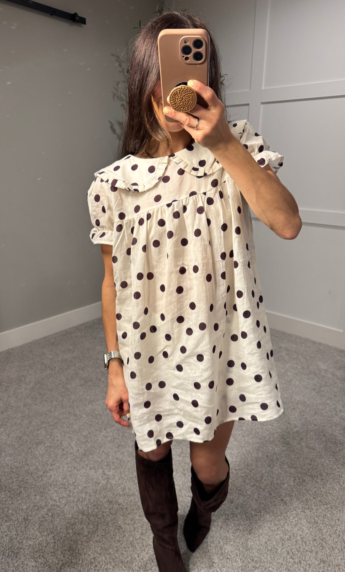 Flora Polka Dress | Cream