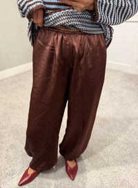 Satin Balloon Pants | Brown