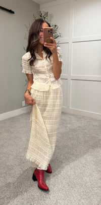 Ava Crinkle Chiffon Skirt | Cream