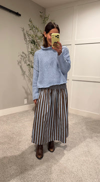 The Hazel Mock Neck Rolled Hem Knit Sweater | Light Blue