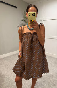 Polly Polka Dot Mini Dress | Chocolate