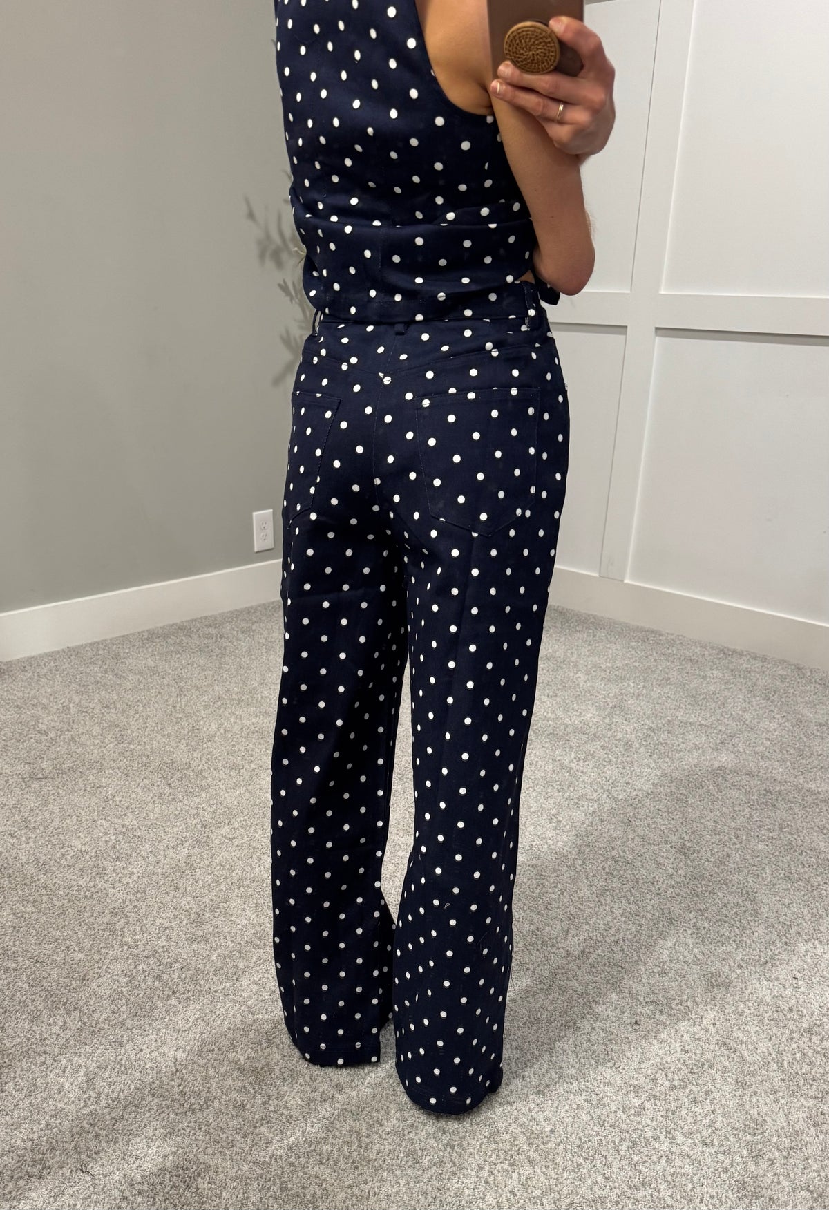 Amelia Denim Polka Dot Set