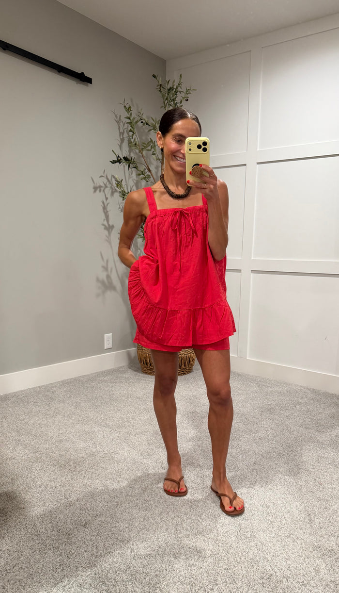 Babydoll Shorts Set | Red