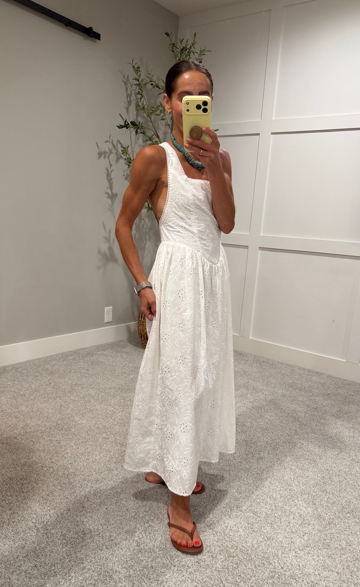 Giana Cross-Back Tie Maxi Dress | White