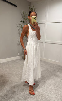 Giana Cross-Back Tie Maxi Dress | White