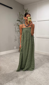 Noah Floral Embroidered Dress | Olive