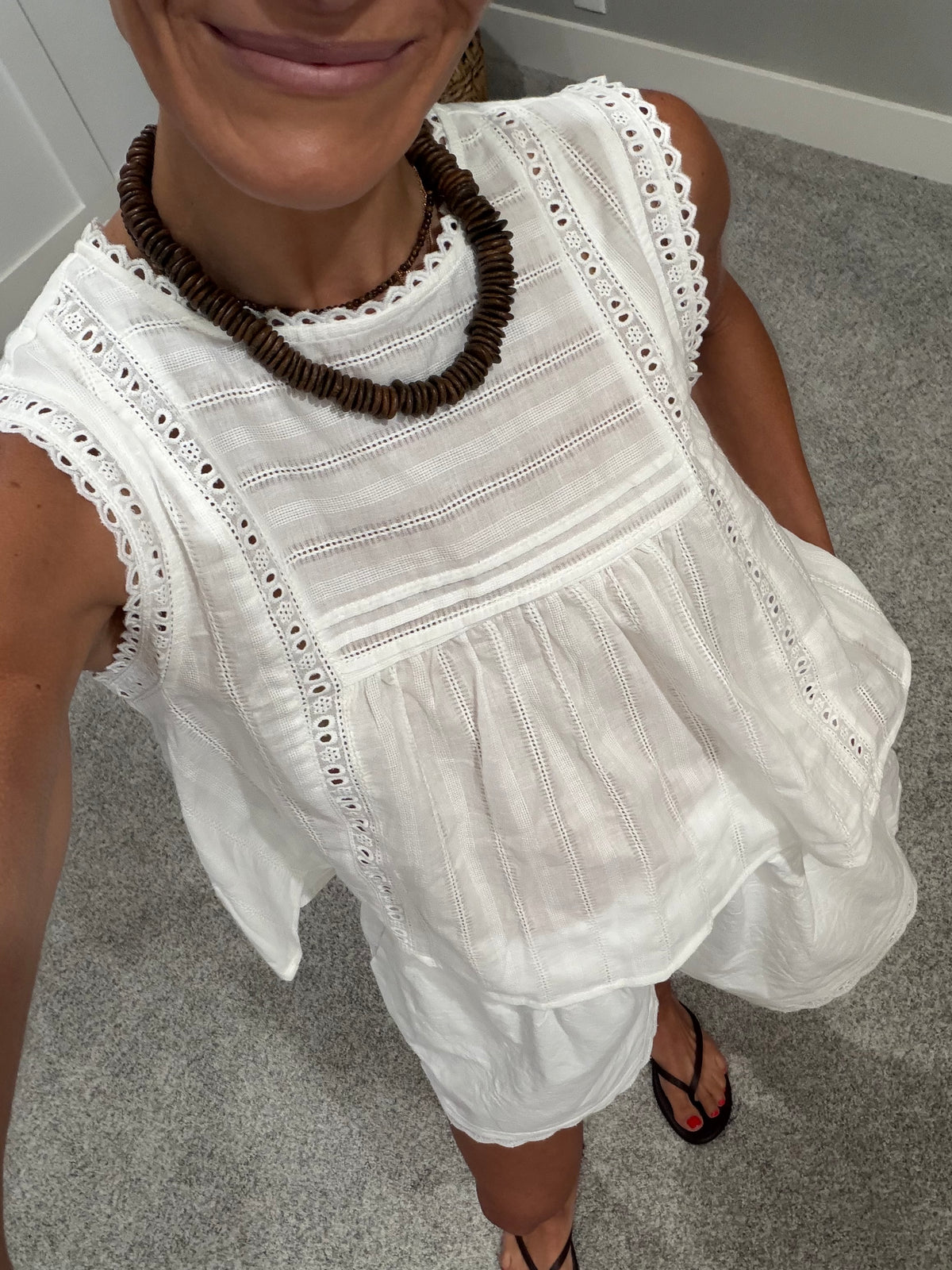 Nina Eyelet Top | Off White