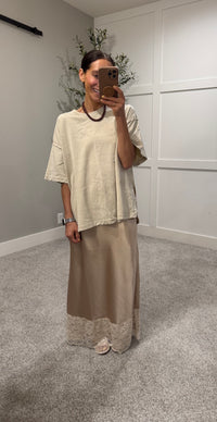 Satin Lace Skirt | Champagne