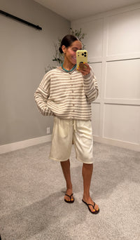 Carly Cardigan | Taupe Ivory
