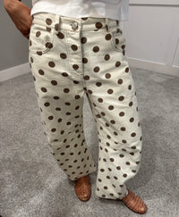 Polka Dot Barrels | Cream/Brown