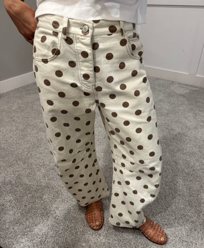 Polka Dot Barrels | Cream/Brown
