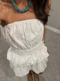 Karen Embroidered Bubble Set | White