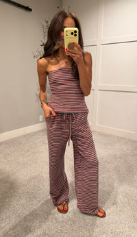 Sandy Strapless Set | Lavender Stripe