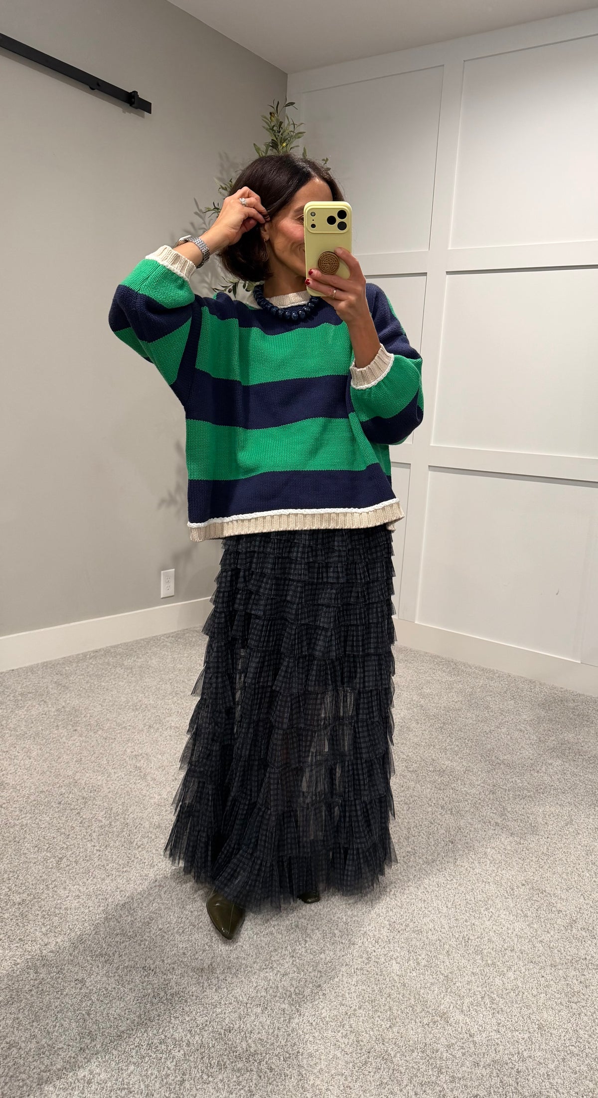 Plaid Tiered Skirt | Navy