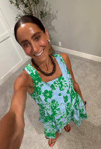 Azuela Floral Dress | Blue/Green