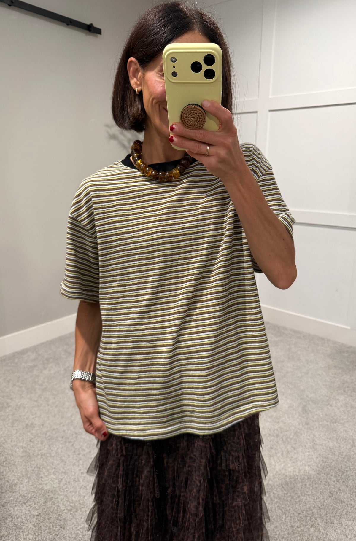 Perfectly Oversized Striped Tee | Black/Brown Stripe