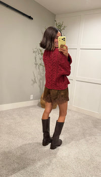Carrie Cable Knit Sweater | Deep Red