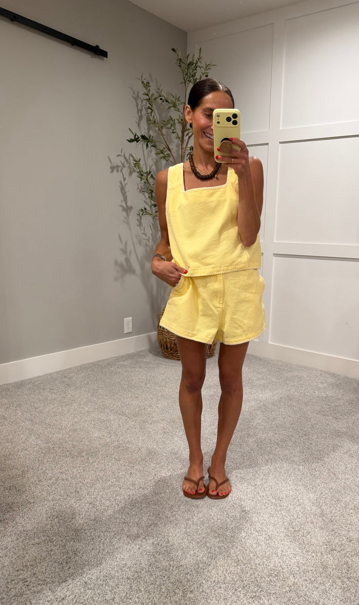 Whipstitch Cotton Denim Set | Butter Yellow