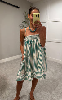 Jade Striped Dress | Green/Cream