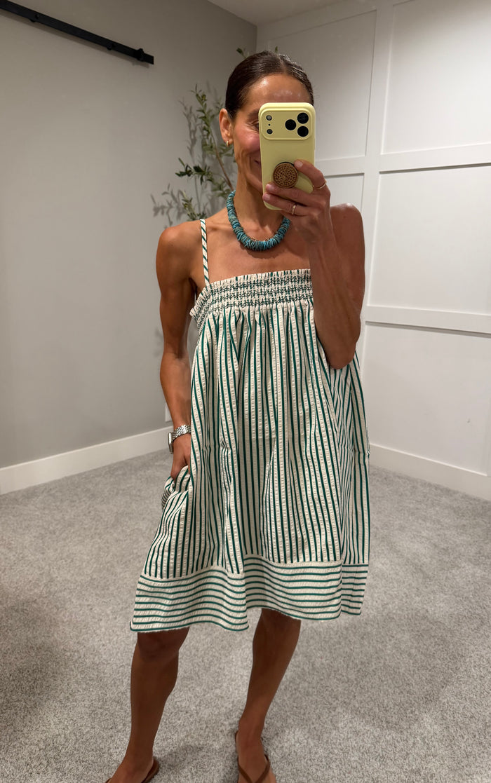 Jade Striped Dress | Green/Cream