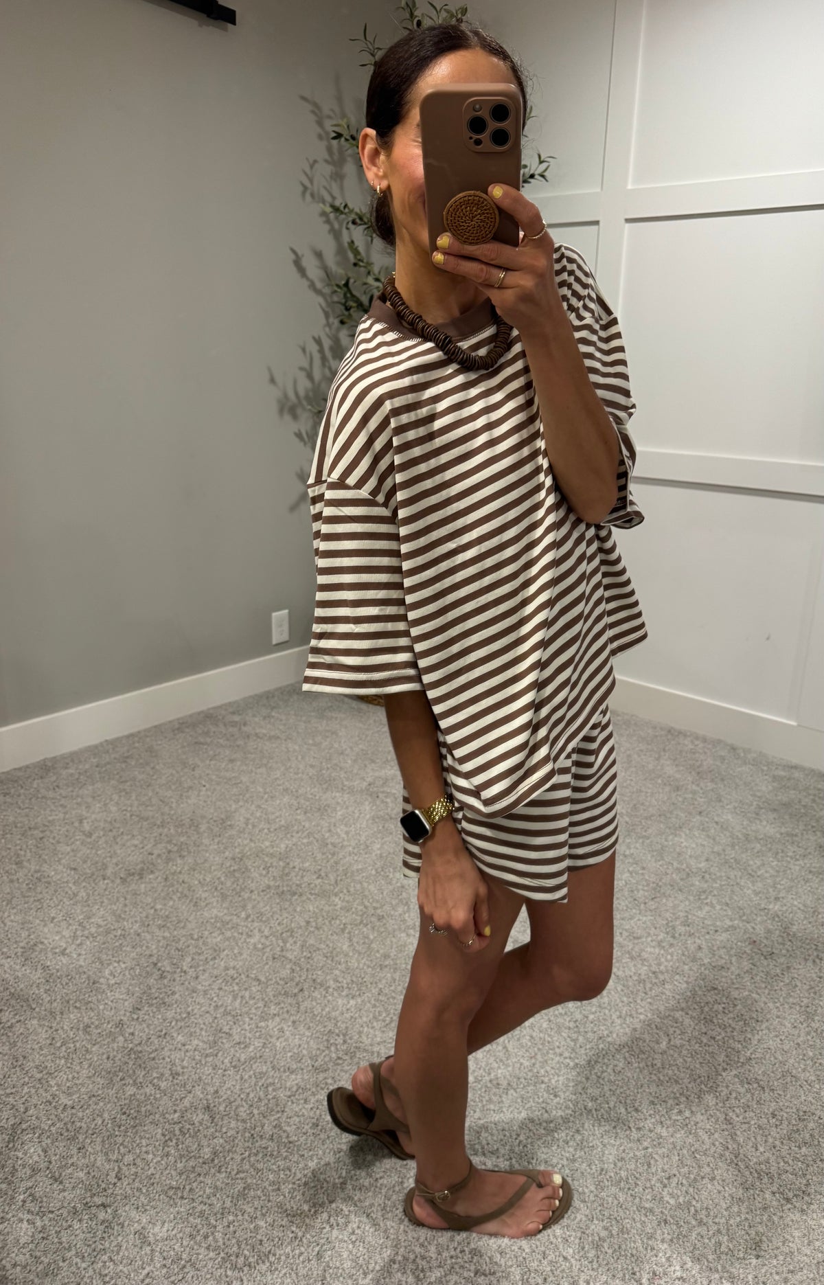 Lena Striped set | Cream/Brown