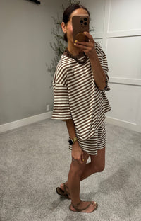 Lena Striped set | Cream/Brown