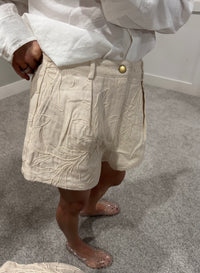 Floral Jacquard Pleated Shorts
