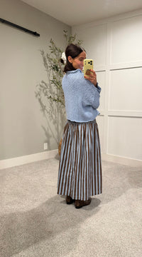 The Hazel Mock Neck Rolled Hem Knit Sweater | Light Blue