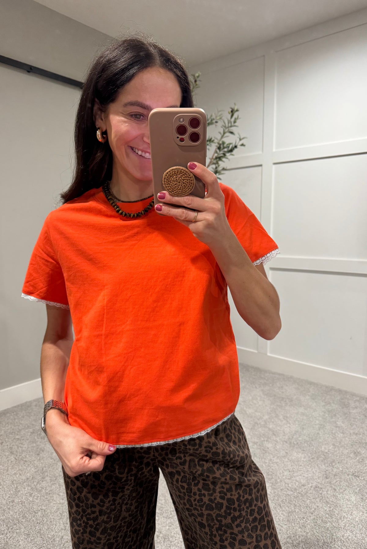 Tomato Red Lace Tee