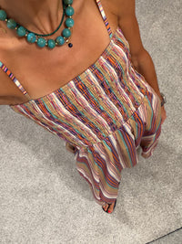 Multicolor Stripe Smocked Maxi Dress | MULTI STRIPE