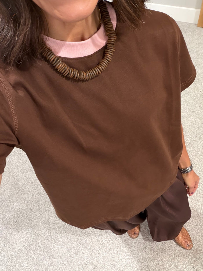 The Chloe Top | Brown/Pink